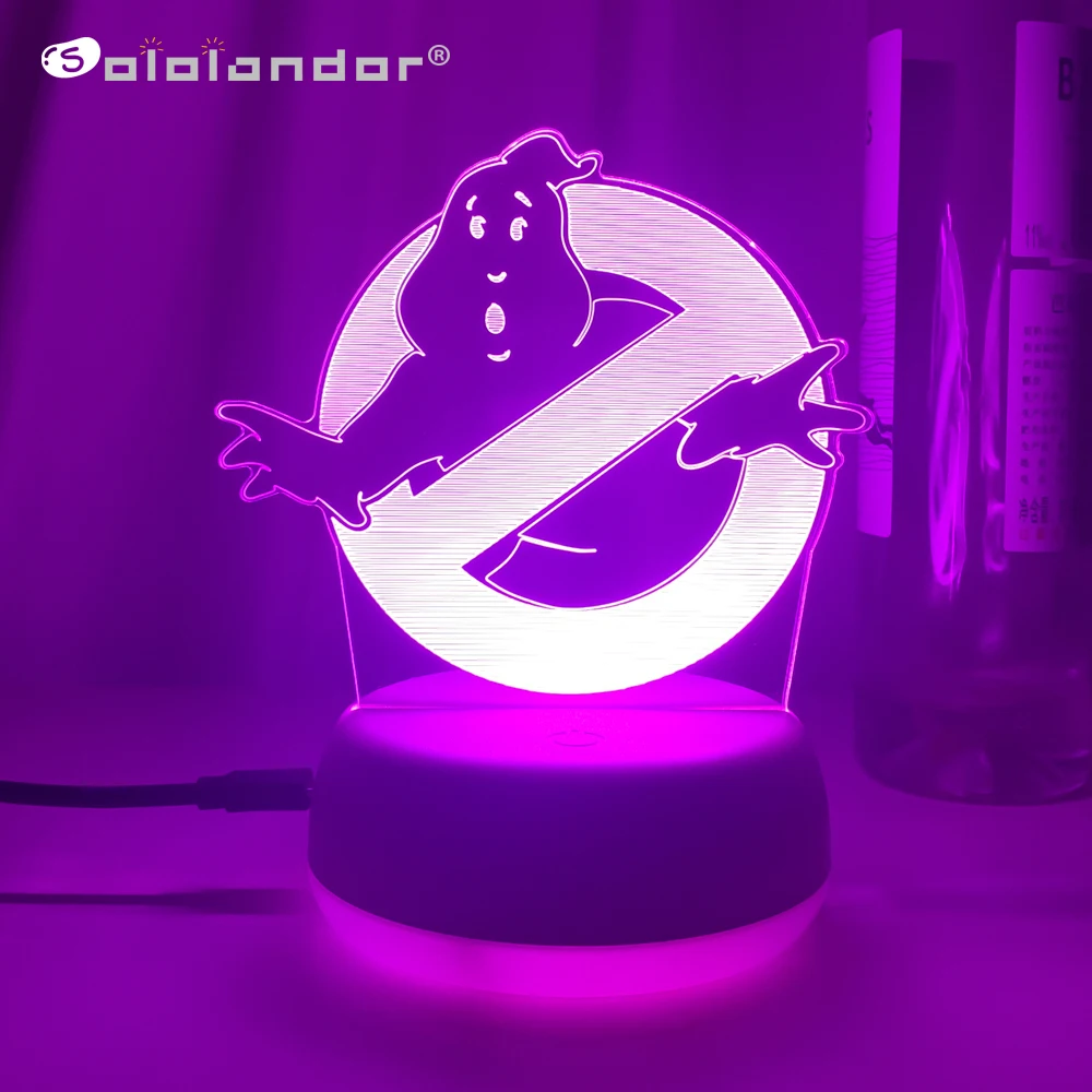 

Hot Movie Ghostbuster 3D Led Neon Night Lights Colorful Gift For friends Bedroom Bedside Table Decor Ghostbuster Logo Lava Lamps