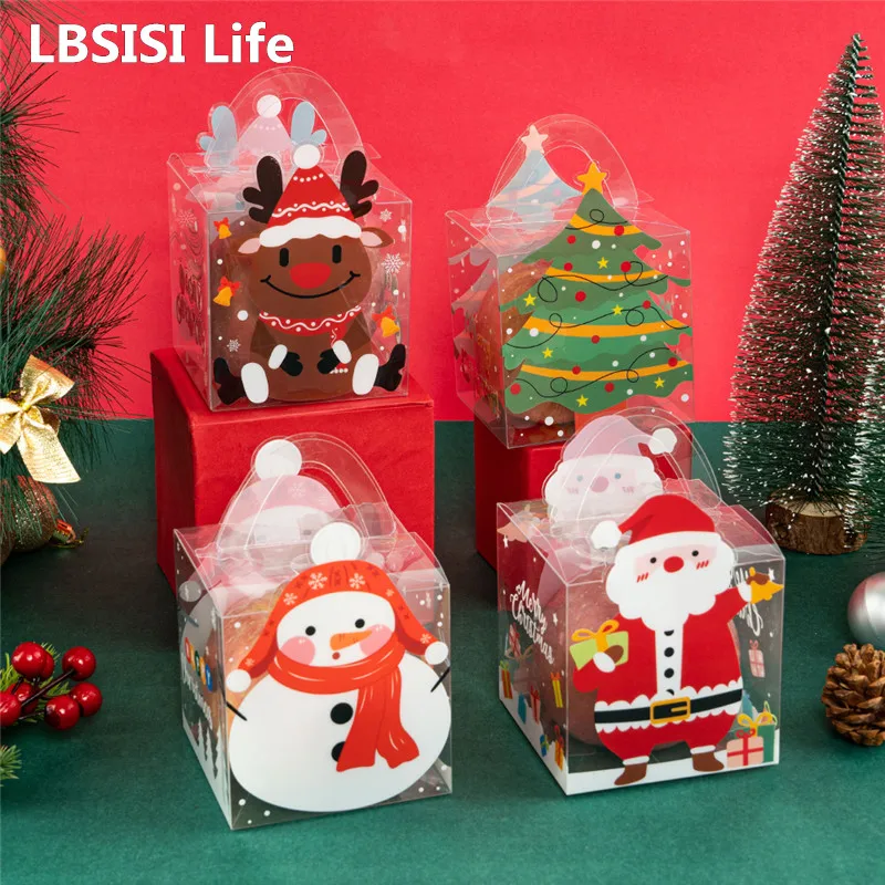 LBSISI Life 12pc Merry Christmas PVC Boxes For Cookies Candy