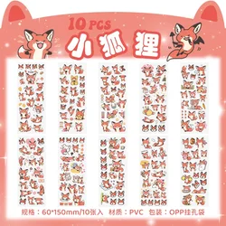 10-Pack Cartoon Pattern Decorative Stationery Stickers for Scrapbooking, DIY Diaries, and Planners (Colour 05)