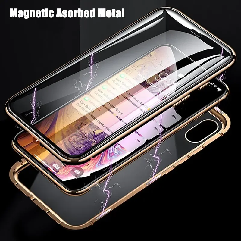 Enhanced Magnetic Adsorption Metal Case with Double-Sided Glass and 360° Protection