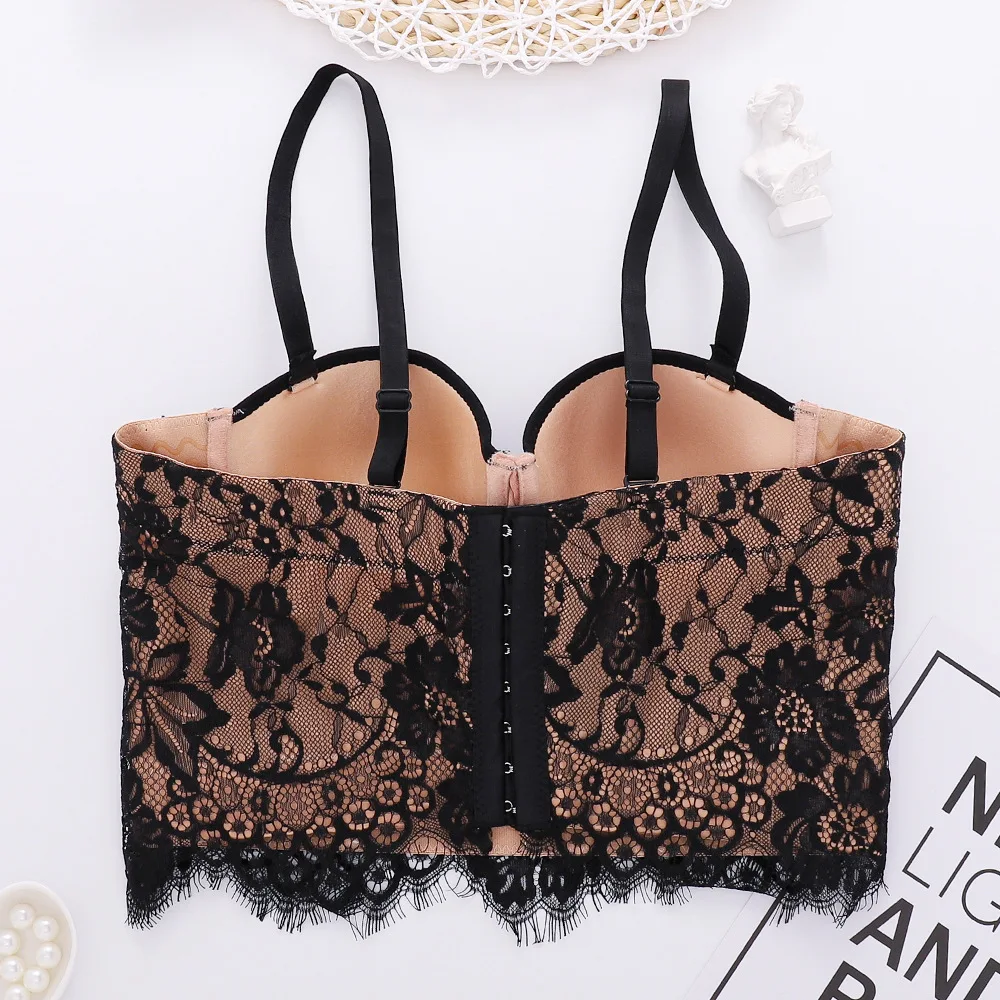 Lace Bustier Corset Tops for Women Sexy Going Out Party Club Top with Buckle Sexy Shaper Night Club Bra Tops Chic Camis