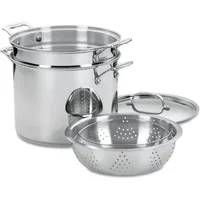 Cuisinart 4-Piece Cookware Set, 12 Quarts, Chef's Classic Stainless Steel Pasta/Steamer, 77-412P1 1