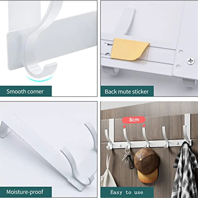 Aluminum Row Hook Behind The Door Free Punching Hanger Storage Porch Heavy Duty Wall Mount Towel Clothing Bag Holder Household storage hook door hook