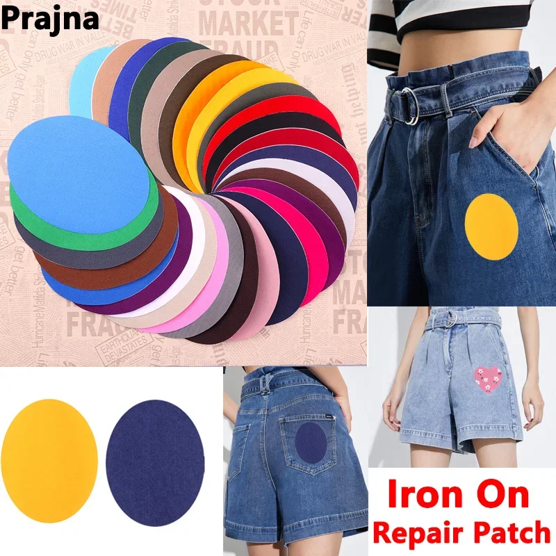 30 Farbe 2 stücke Ellbogen Patches Knie Applique Patch Jean Eisen auf Patch Reparatur Hosen Kleidung DIY Stoff Näh zubehör – Detail 5