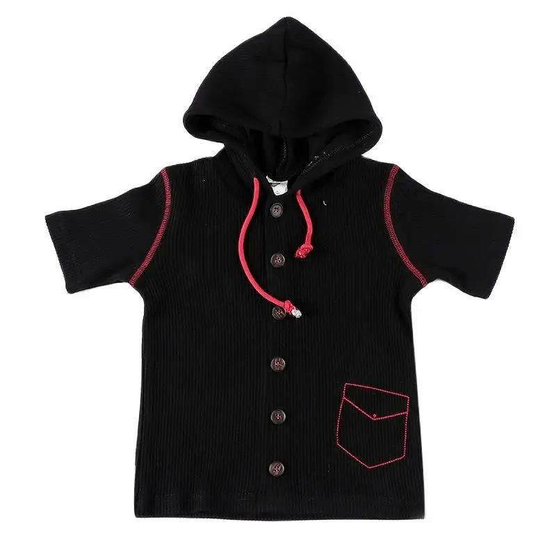 Family Matching Outfits Sets Ribbed Cotton Baby Romber Top Girl Vestidos Dress Boy t-shirt Hooded Family Matching Clothes Black