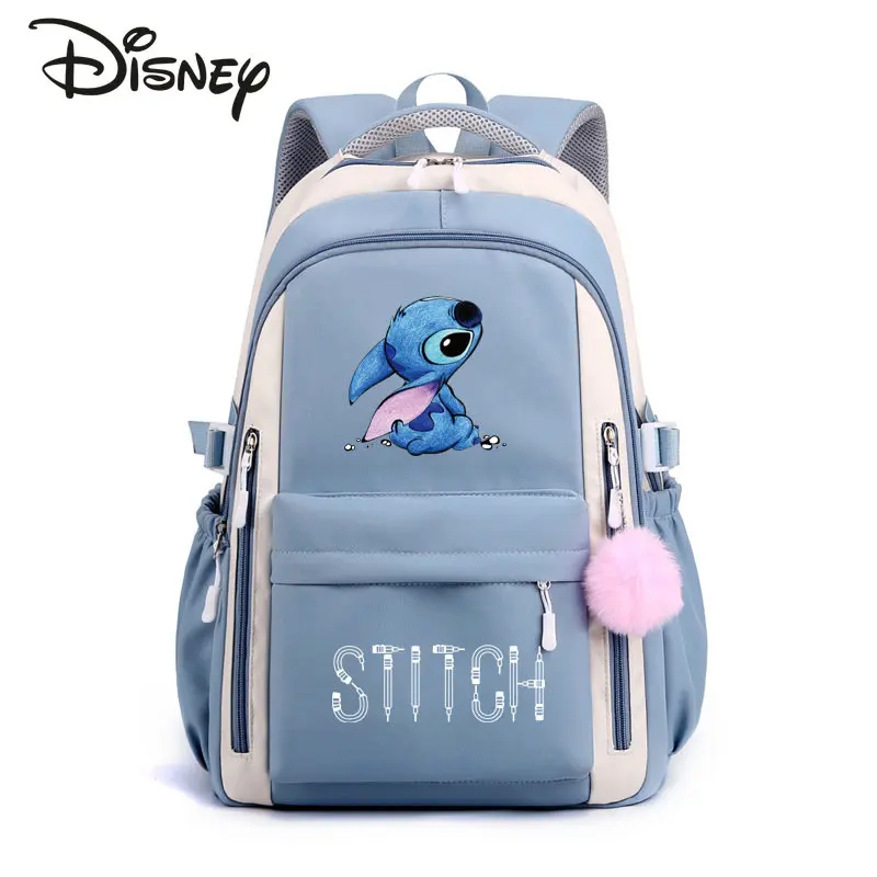 Disney Stitzer New Women's Backpack Fashion High Quality Student Backpack Cartoon Versatile Large Capacity Travel Backpack