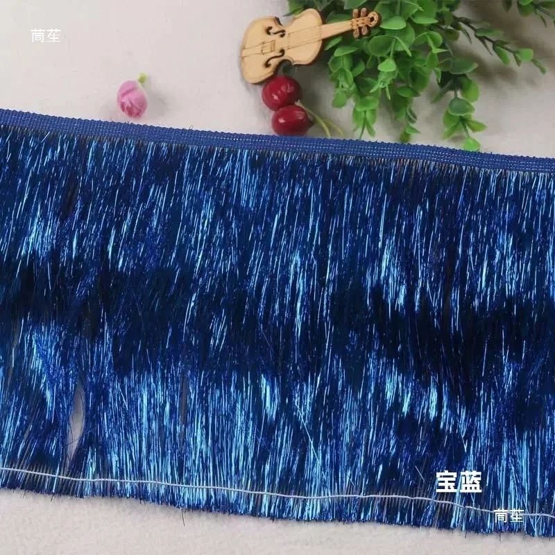 20cm High Gold and Silver Colorful Silk Tassel Fine Fringe Sparkling Stage Performance Costume Accessories