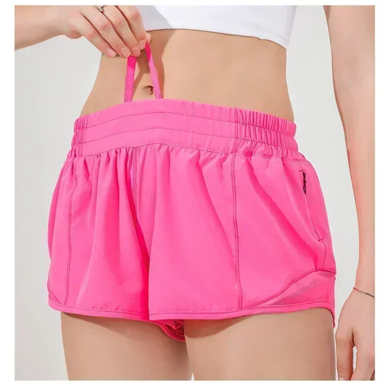 Women Yoga Shorts Micro-elastic Low-rise Athletic Short Liner Workout Running Sport Tummy Control Shorts