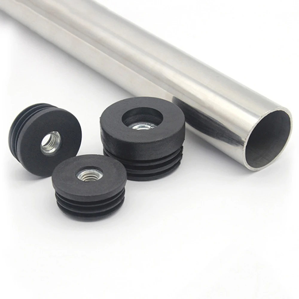 Round Plastic Pipe Plugs With M6 M8 M10 Nut Hole Pipe Cover Furniture Leg Feet Tube Blanking End Inserts Caps Pipe Plugs 4/8Pcs