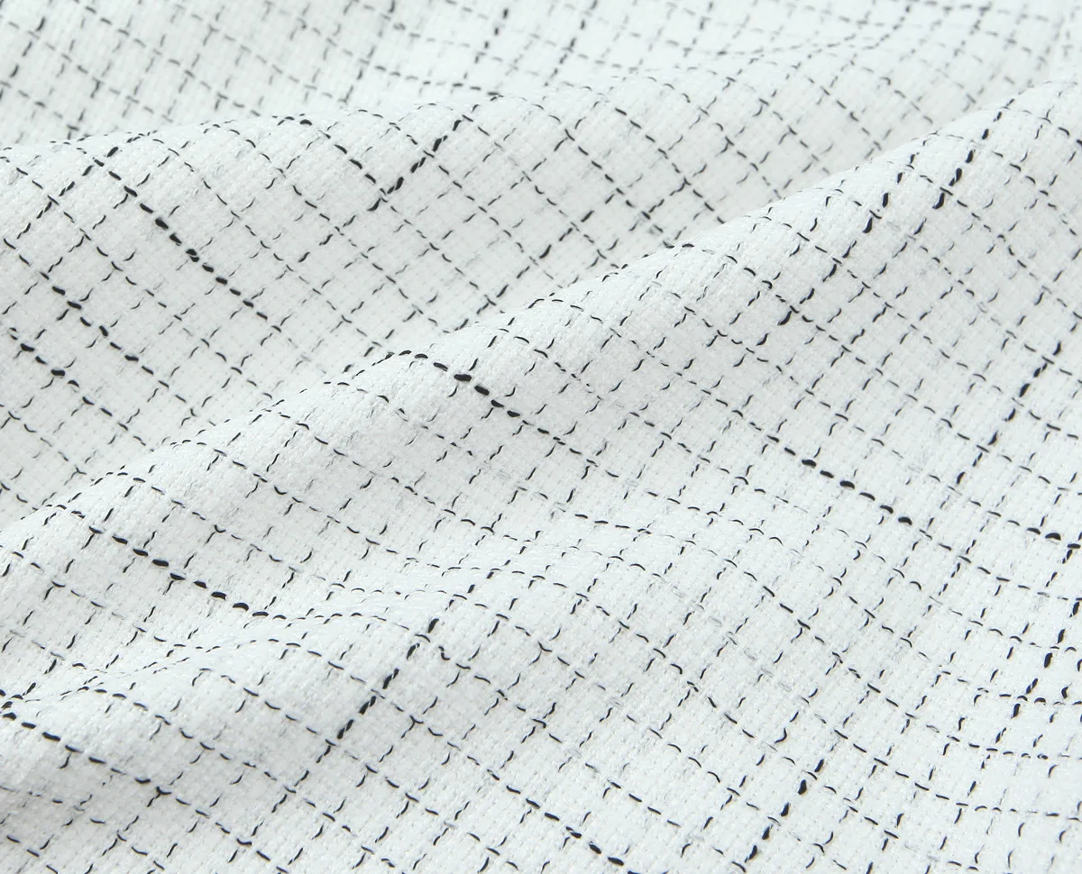 French Style Retro V collar Plaid Woven Tweed Blazer + High Waist Mini Short Skirts Suits 2 pieces 1 Set Black White