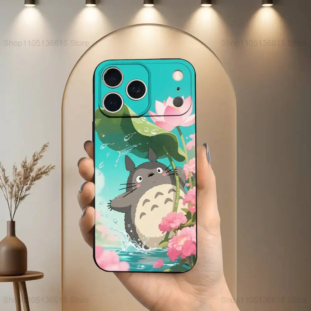 Charming Totoro Anime Soft Silicone Black Phone Case