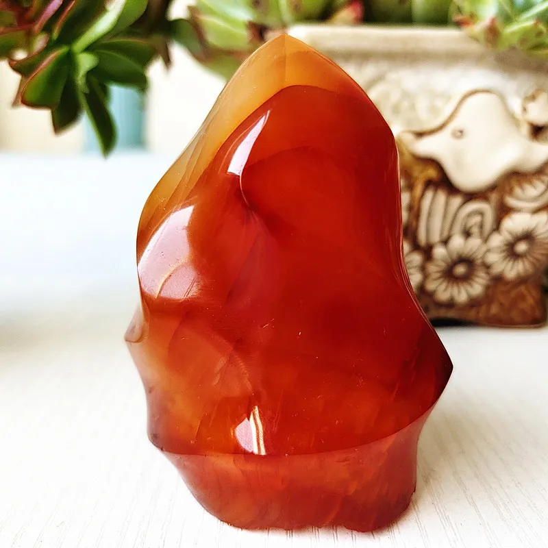 Natural Stone Red Agate Flame Crystal Lce Cream Torch Spiritual Energy Healing and Feng Shui Desk Room Decoration Maison Home