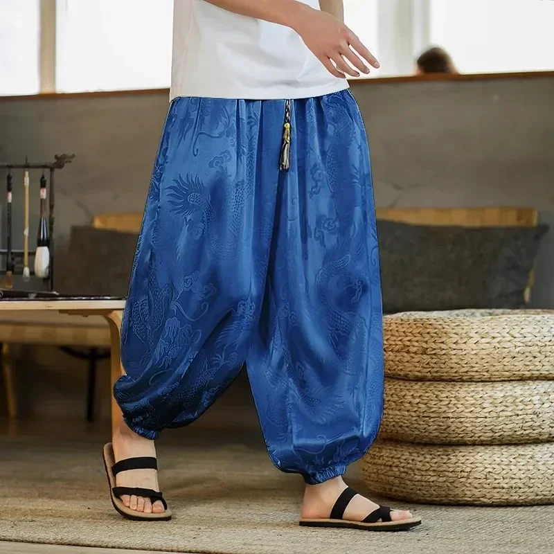 Mens Casual Pants Men's Dragon Pattern Retro Harem Pants Jogging Sweatpants Hip-hop Street Beat Harajuku Style 5XL