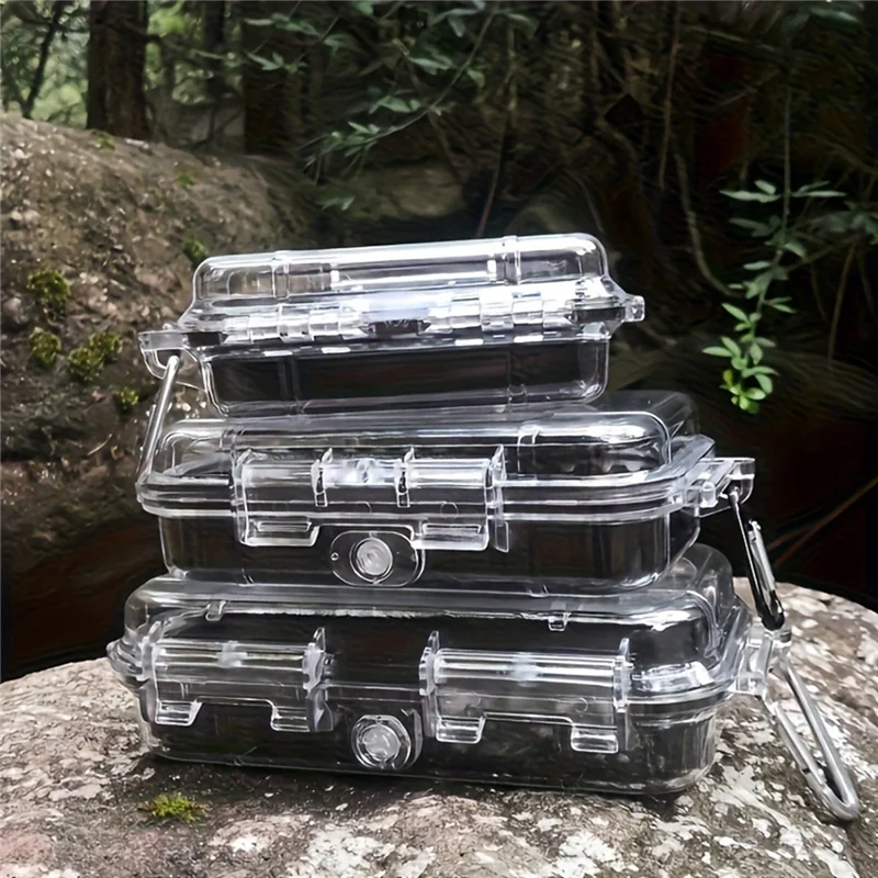방수 밀봉 안전 상자 걸이 링 포함 충격 방지 투명 내충격 하드 휴대용 공구 보관 케이스 휴대용 공구함