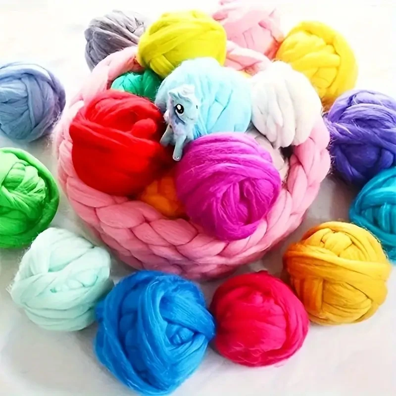 Needle Felting Kit Blended Roving 100g Needle Felting Wool Hand Dyed Wool Top Merino Mixed Natural Wool Roving