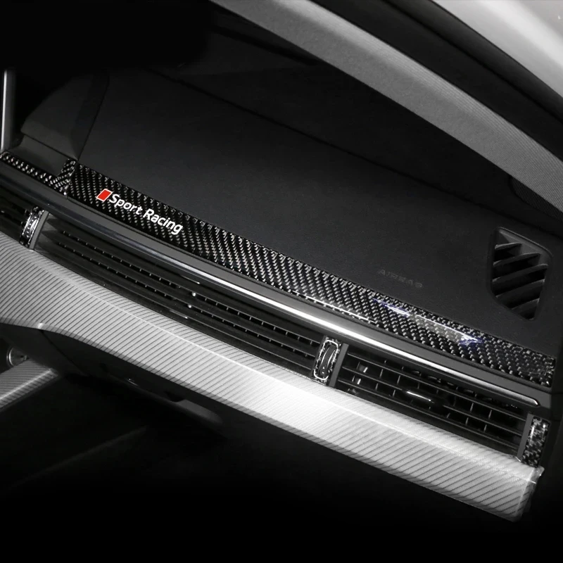 탄소 섬유 대시보드 패널 계기판 트림 스트립, 에어 벤트 아울렛 스티커, 아우디 A4 B9 A5 2017 2018, 자동차 인테리어 액세서리