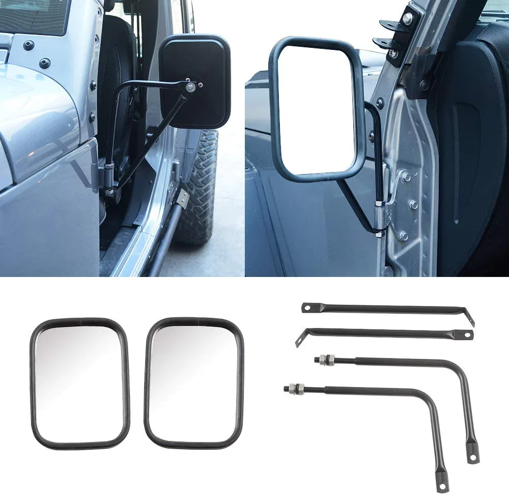 

Doors Off Mirrors for Jeep Wrangler CJ YJ TJ JK JL & Unlimited, Wider Rearview Mirrors Square Door Side Hinge Mirror