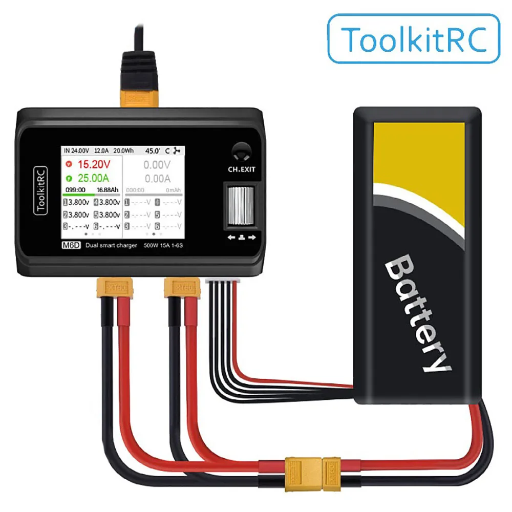 ToolkitRC M6D V3 500W 15A DC Dual Channel MINI Smart Charger Discharger For 1-6S Lipo Battery FPV Model Spare Part Replace 6