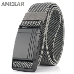 New Elastic Belt For Men Slide Metal Magnetic Buckle Adjustable Male Trousers Belts Military Combat Tactical Belts High Quality