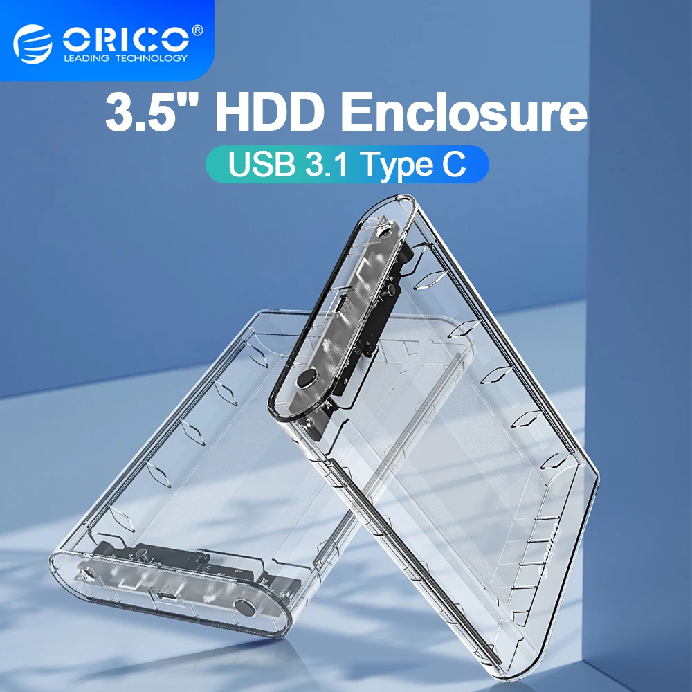 

ORICO 3.5 Inch SATA to USB 3.1 Type C Transparent HDD Case SSD Adapter Hard Disk Drive Box USB3.0 External Storage HDD Enclosure