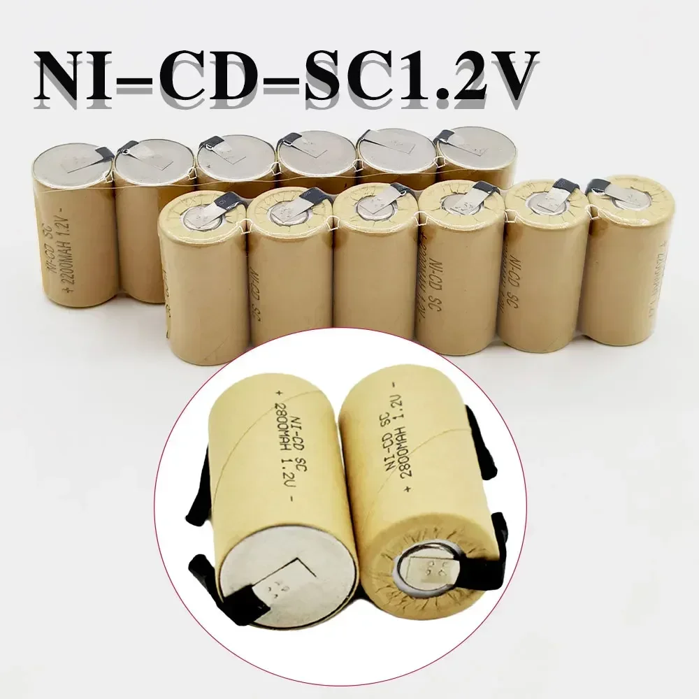 SC Batteries 2-20pcs Screwdriver Electric Drill 1.2V 2200mAh/2800mAh SubC Ni-Cd Rechargeable Battey power tool battery