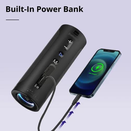 Tronsmart T6 Pro 휴대용 스피커, 야외용 블루투스 5.0, 내장 보조베터리, IPX6, 24 시간 재생, 45W 4