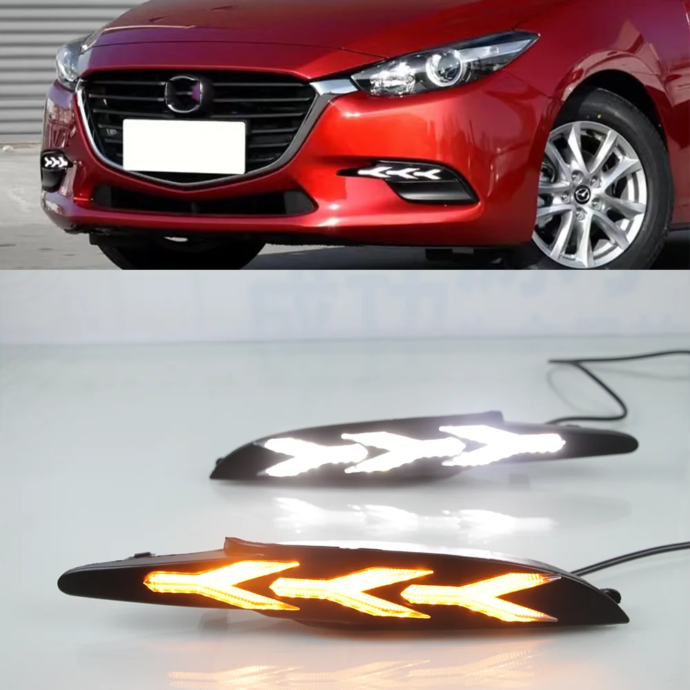 

New Design Auto Daytime Running Light LED DRL Front Fog Light Head Fog Lamp Two Color Upgrade Accessories For MAZDA 3 2018