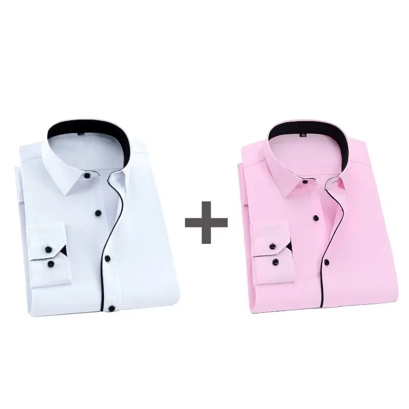 Men Casual Shirts Men Shirt Fashion Causal Long Sleeved Male Dress Social Business Comfort Soft Party White Gift