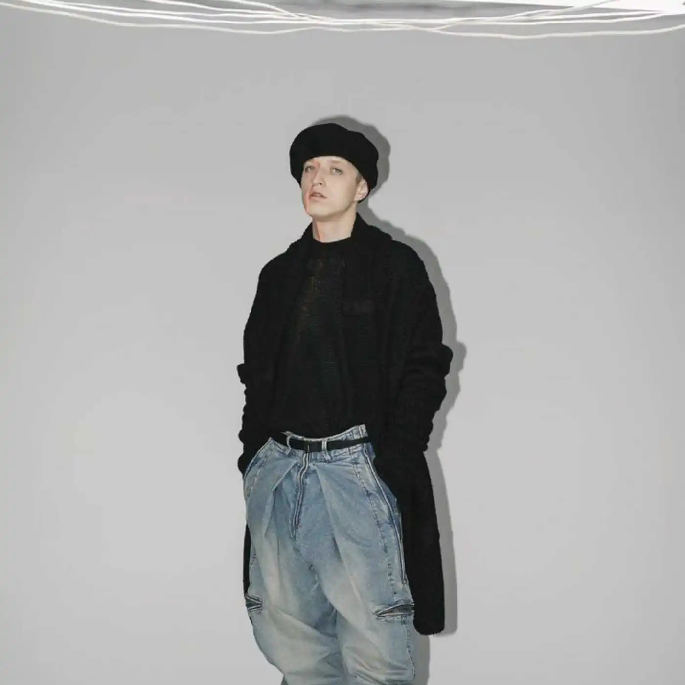YOJI OOAK WOOl knitted wool black hat by Japanese designer fashion men's beret