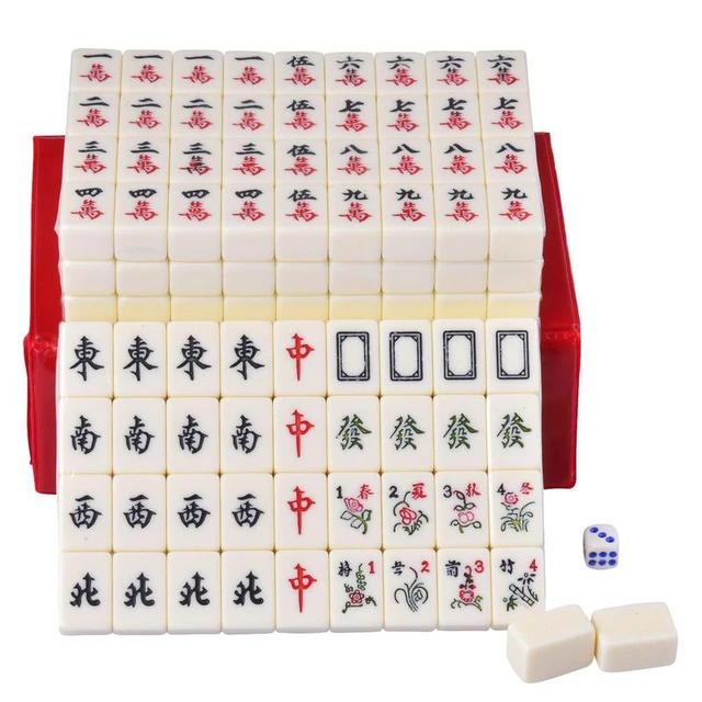 1 conjunto de mahjong americano conjunto mahjong telhas festa jogos de mesa jogos  mahjong jogos de jogo chinês numerado mahjong - AliExpress