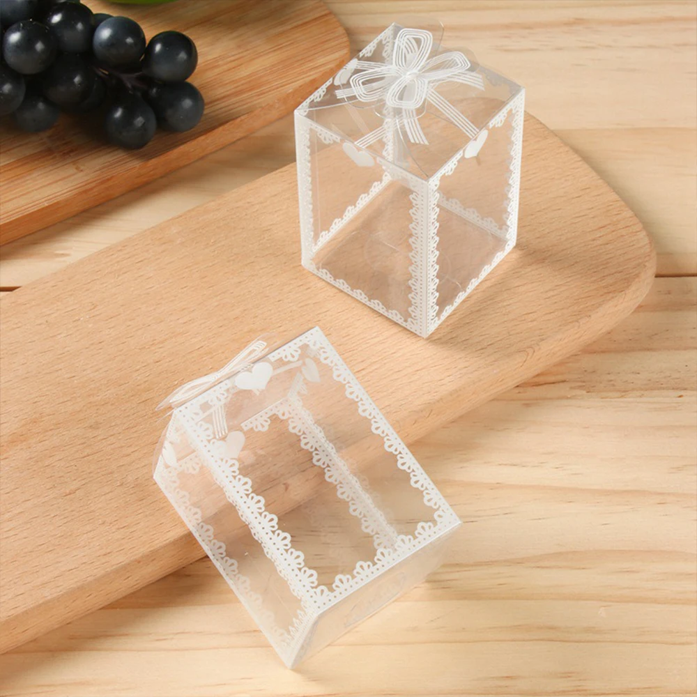 10Pcs Transparent PVC Candy Favor Gift Packaging Boxes, Clear Plastic Wedding Party Bir... - SKU PCGB1022 - UGI Packaging