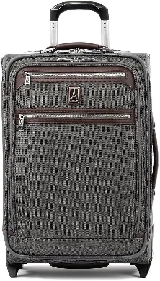 

Travelpro Platinum Elite Softside Expandable Carry on Luggage, 2 Wheel Upright Suitcase, USB Port, Men and Women, Vintage Grey