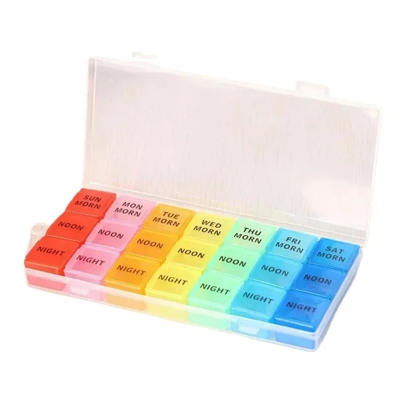 Pill Storage Box 7 Days Medicine Box Weekly Tablet Holder Storage Organizer Container Case Pill Box Splitters Weekly 7 Day 21