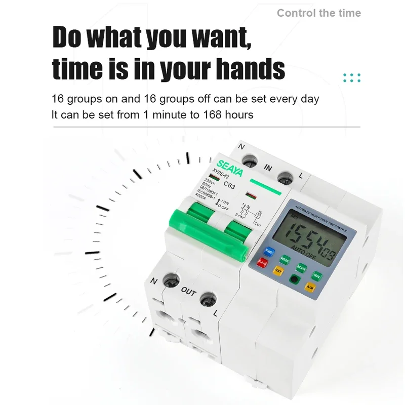 SEAYA Switch 63A Din Rail 220V With Ac Contactor 3IN1 Circuit Breaker Time Control Suitable For High-Power Electrical Appliances