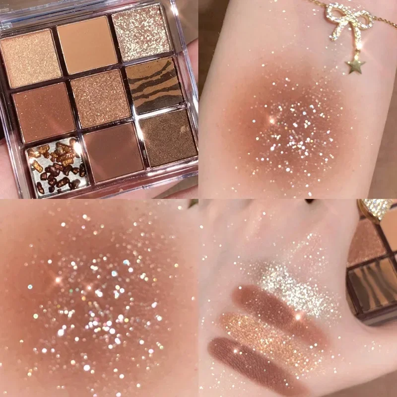 9 Color Eye Shadow Palette Glitter Pearly Acrylic Transparent Eyeshadow Palette Korean Charming Eyes Make Up Maquiagem