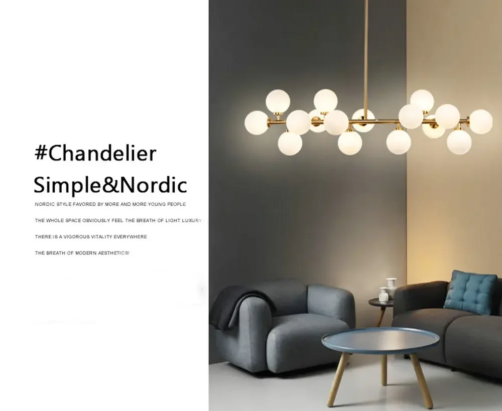 Description Picture 5 of itemNordic Modern Pendant Lamp Luxury Home Decor Lighting Fixtures Glass Round Lampshade Chandelier for Restaurant Villa