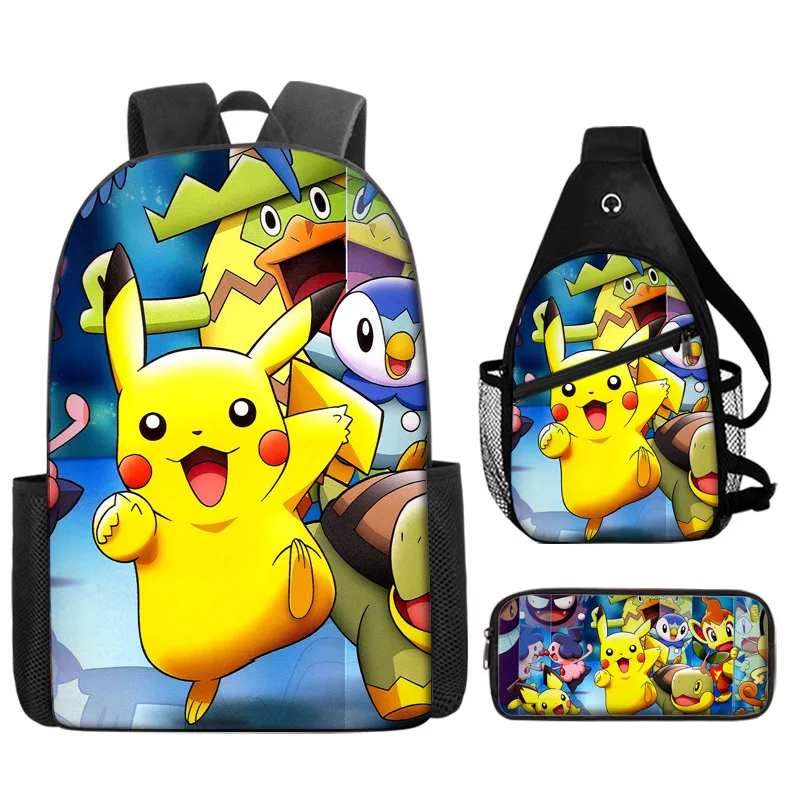 

Pikachu Anime Pokemon Campus Backpack Primary and Middle School Students Schoolbag Boys Girls Anime Cartoon School Bag Mochila