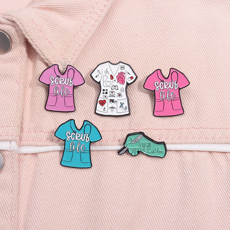 Medizinische Serie Metall Broschen Spritze Pille Ich bin Arzt Ente Hund Blume Krankenschwester Pflaster Stempel Stethoskop Abzeichen Punk Pins Schmuck – Detail 19