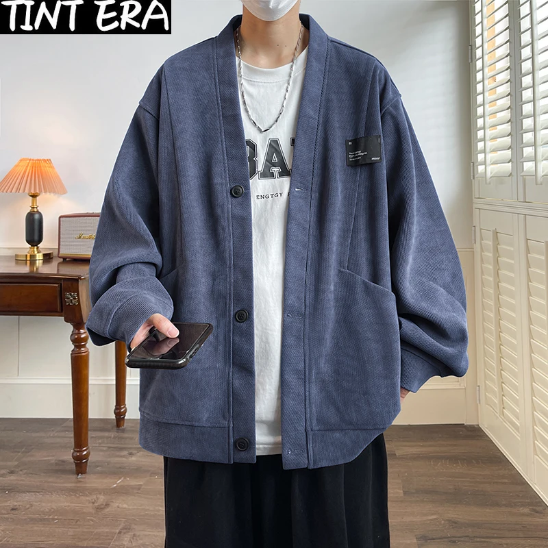 

Streetwear Men‘s Sweater Japan Style Plus Size 7XL Man Sweatercoat Fashion Loose Tops Casual Single Breasted Clothes