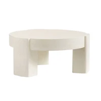Table basse française blanche crème, table d'appoint ronde moderne, table d'entrée en ciment pour meubles de salon 6