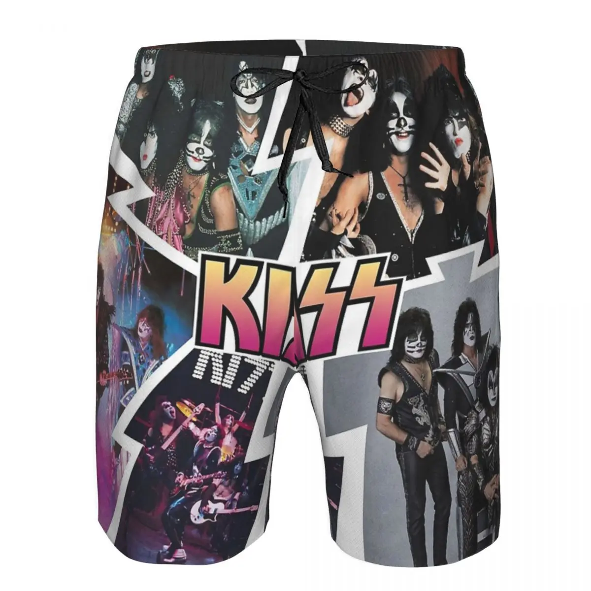 

KISS Collage Men's Beach Shorts Fitness Quick-drying Swimsuit Funny Street Fun 3D Shorts