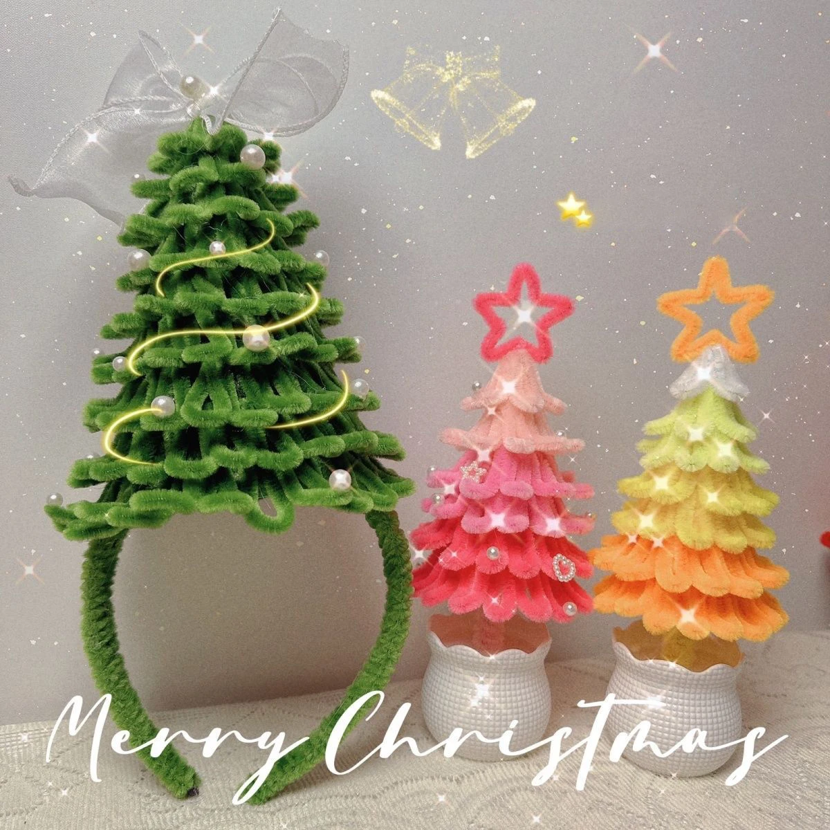 Christmas Tree Hat Ribbon Bow Elk Deer Xmas Hat Cap Party Headwear Hair Clip Hair Hoop Christmas Headband Party Costume Supplies