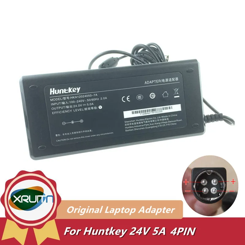 genuine-huntkey-hka12024050-7a-24v-5a-ac-adapter-charger-24v-5a-4pin-industrial-control-power-supply