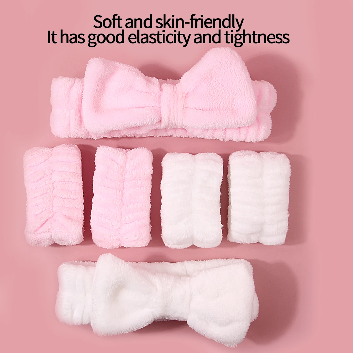 3/6-piece set of plush bow face wash hair band/wrist strap, makeup/toiletry moisture-proof hair band for both men and women