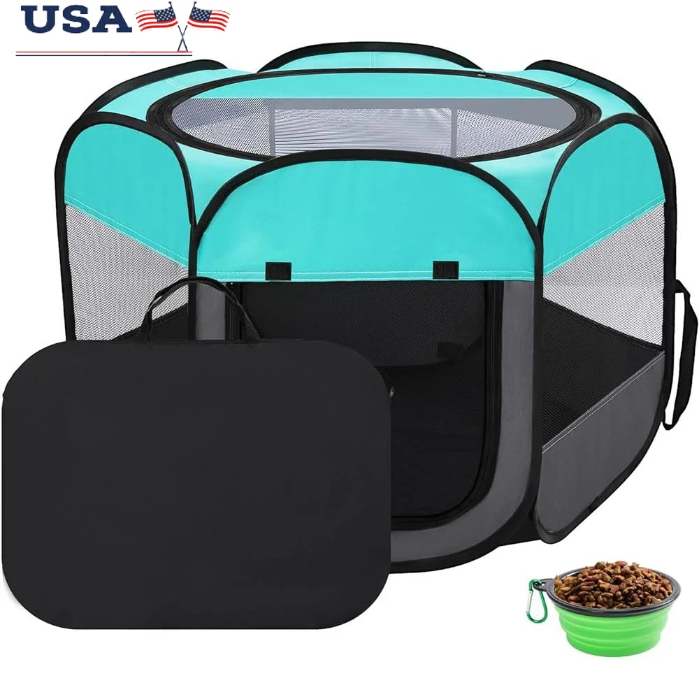 Portable Pet Playpen Dog Cat Folding Tent with Carrying Case Water Resistant Easy Setup Indoor Outdoor Use