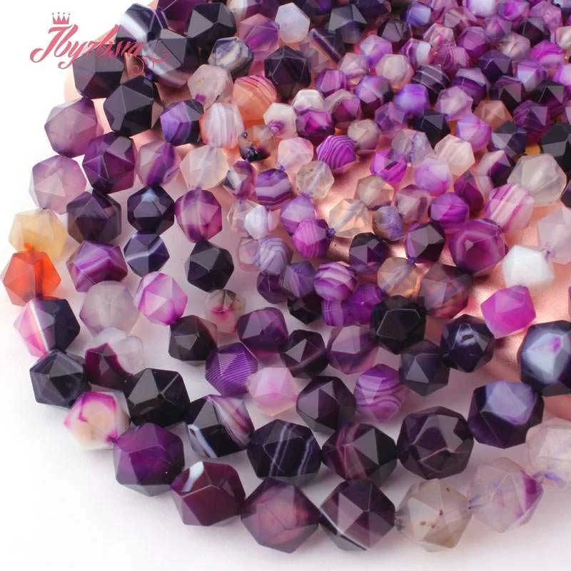 

Natural Agates Bead Purple Banded Stripe Faceted Stone Beads For DIY Necklace Bracelet Jewelry Making 15" 6mm 8mm Free Shipping