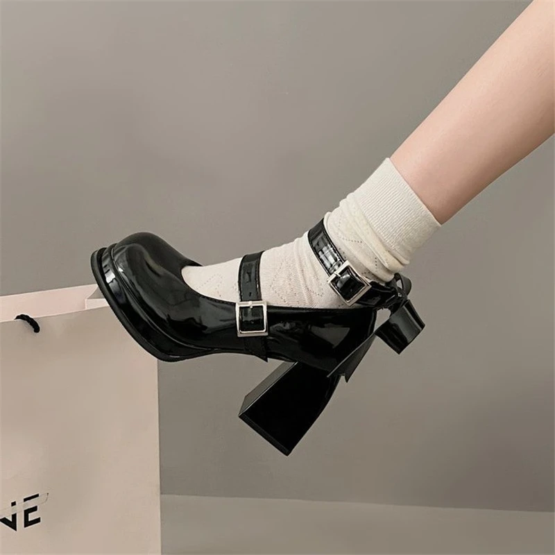 Summer Women Pumps Butterfly-knot Solid Casual Shoes With Party High Heels For Female Lolita Shoes Retro Shoes size 35-39 2
