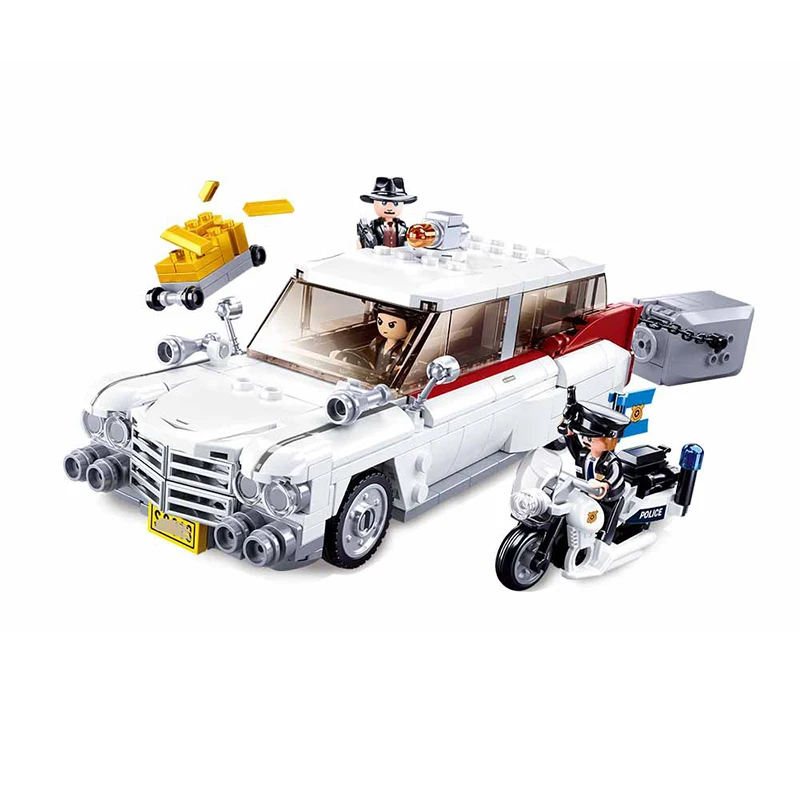 Sluban Classic Retro Sports Car Cadillac Miller Meteor Ghostbusters Ecto-1 Building Blocks Mattoni 10274 Kit Kids City Figure Toy