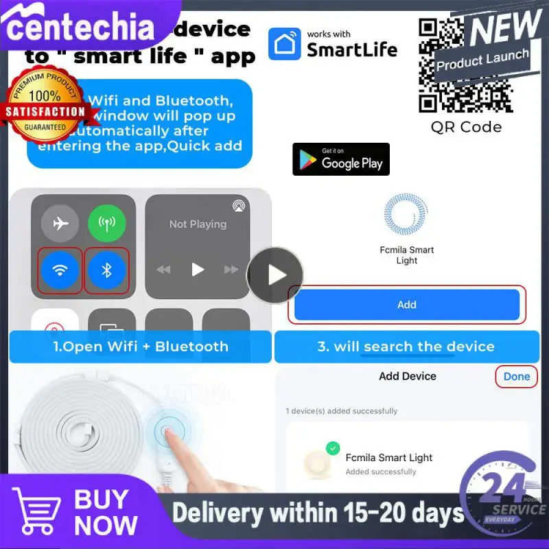 

Tuya WIFI Smart Silicone LED Strip 5M RGB Neon Strip Light Smart Life App Remote Control Work With Alexa Home Alice