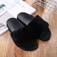 Women's Slippers Fuzzy Soft House Slippers Plush Furry Warm Open Toe Fluffy Breathable Home Shoes 1